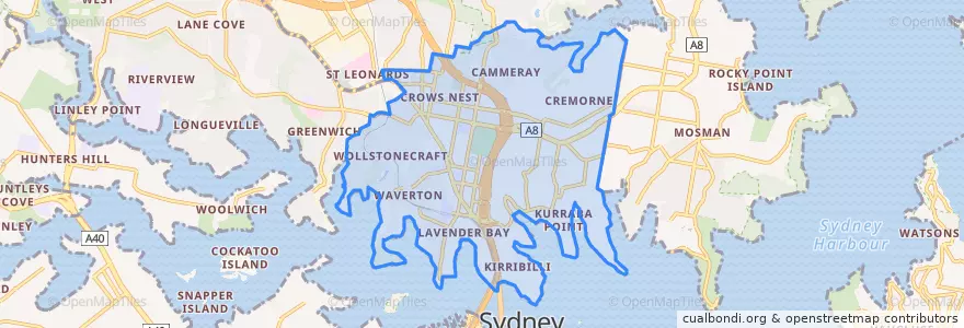 Mapa de ubicacion de North Sydney Council.