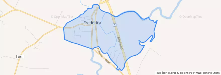 Mapa de ubicacion de Frederica.