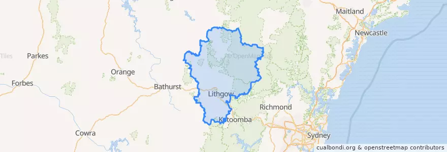 Mapa de ubicacion de Lithgow City Council.