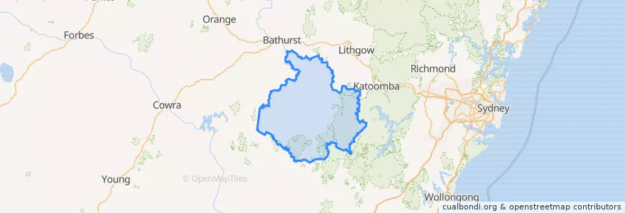 Mapa de ubicacion de Oberon Council.