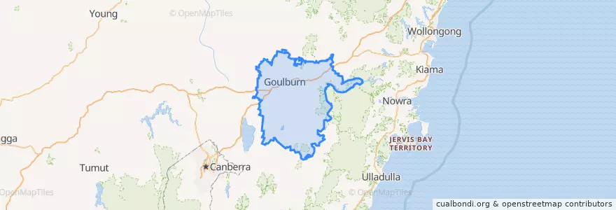 Mapa de ubicacion de Goulburn Mulwaree Council.