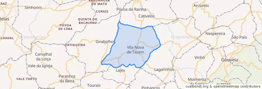 Mapa de ubicacion de Vila Nova de Tazem.