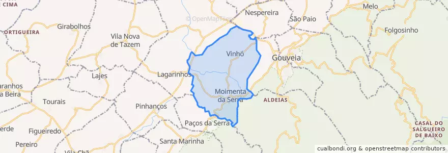 Mapa de ubicacion de Moimenta da Serra e Vinhó.