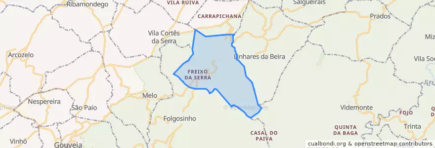 Mapa de ubicacion de Figueiró da Serra e Freixo da Serra.