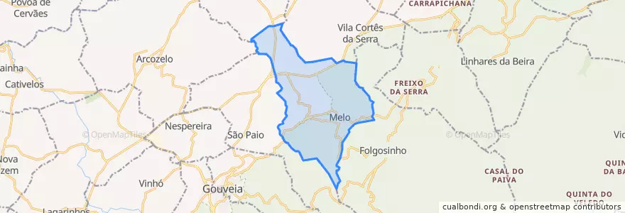 Mapa de ubicacion de Melo e Nabais.