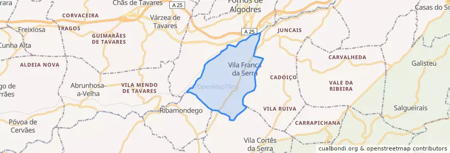 Mapa de ubicacion de Vila Franca da Serra.