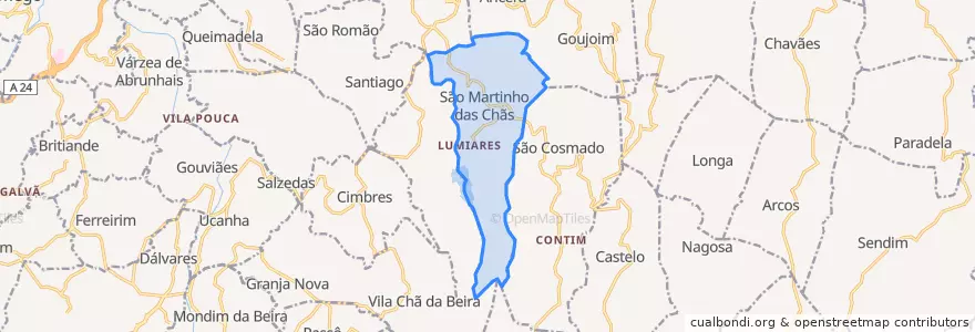 Mapa de ubicacion de São Martinho das Chãs.
