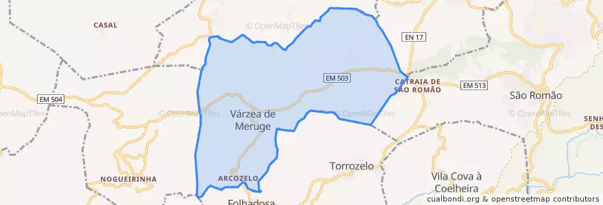 Mapa de ubicacion de Carragozela e Várzea de Meruge.