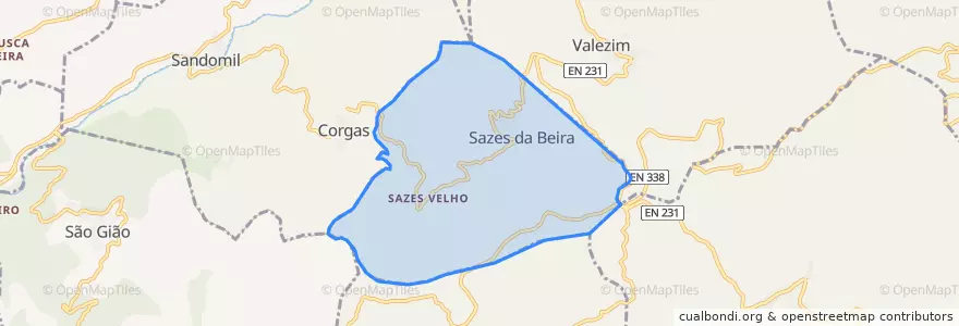 Mapa de ubicacion de Sazes da Beira.