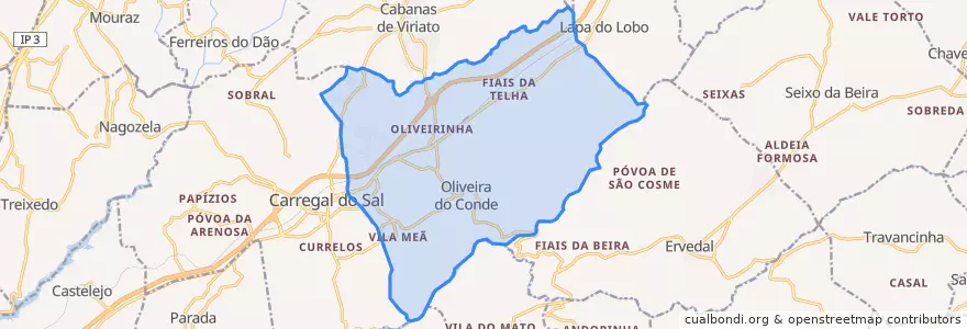 Mapa de ubicacion de Oliveira do Conde.