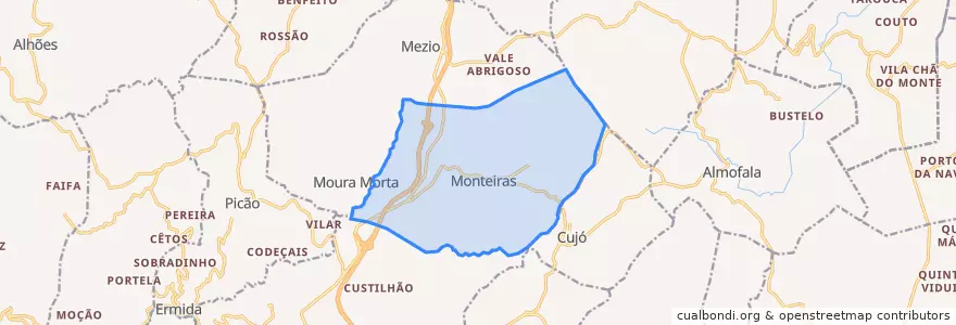 Mapa de ubicacion de Monteiras.