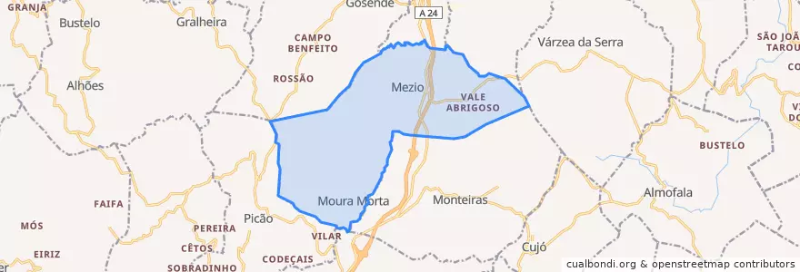 Mapa de ubicacion de Mezio e Moura Morta.