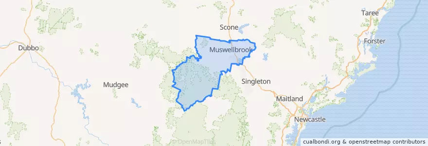 Mapa de ubicacion de Muswellbrook Shire Council.