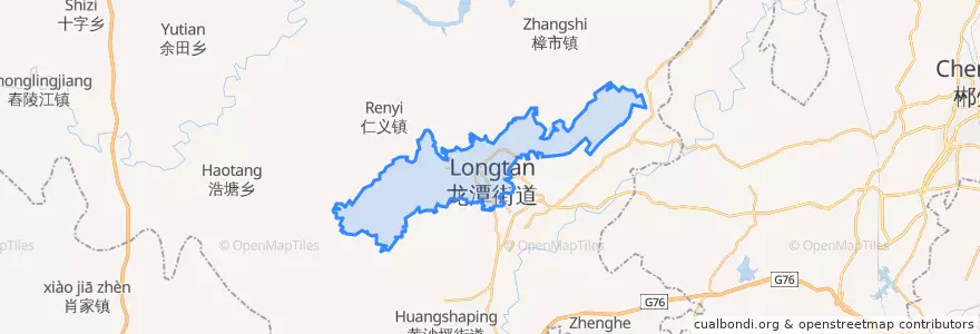 Mapa de ubicacion de Longtan Subdistrict.