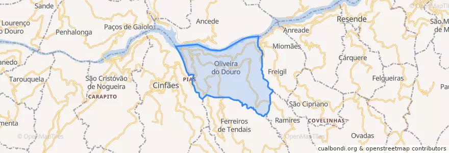 Mapa de ubicacion de Oliveira do Douro.