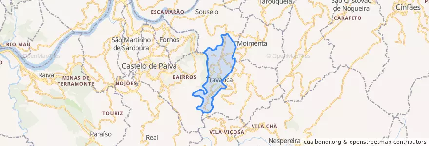 Mapa de ubicacion de Travanca.