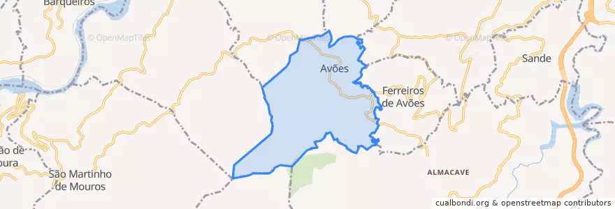 Mapa de ubicacion de Avões.