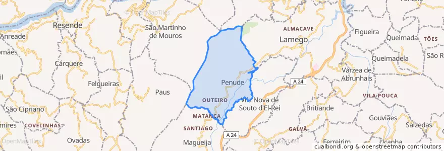 Mapa de ubicacion de Penude.
