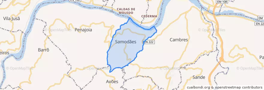 Mapa de ubicacion de Samodães.