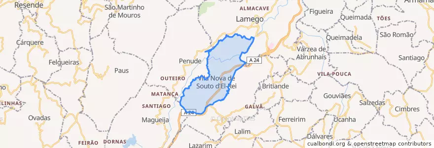 Mapa de ubicacion de Vila Nova de Souto d'El-Rei.