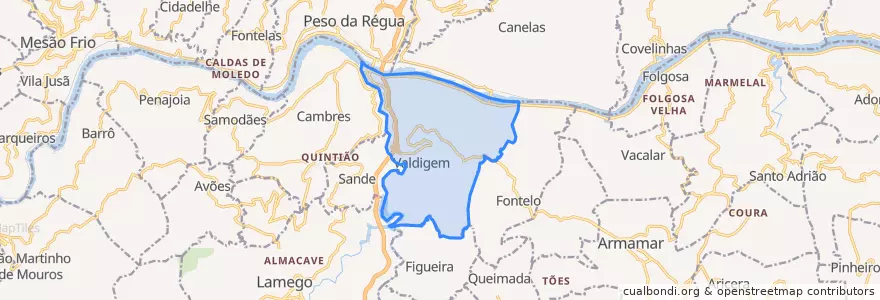 Mapa de ubicacion de Parada do Bispo e Valdigem.