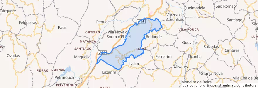 Mapa de ubicacion de Cepões, Meijinhos e Melcões.