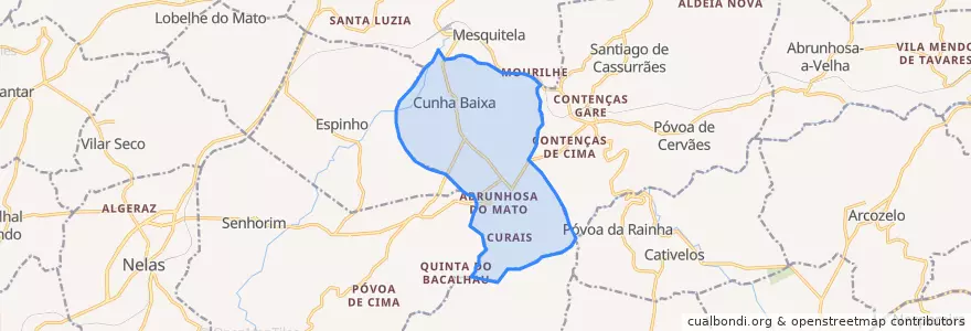 Mapa de ubicacion de Cunha Baixa.