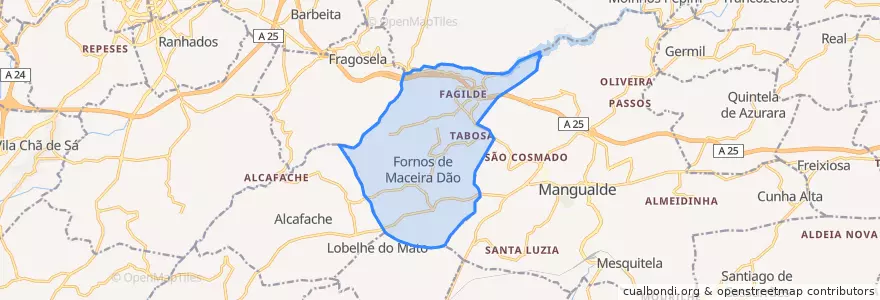 Mapa de ubicacion de Fornos de Maceira Dão.