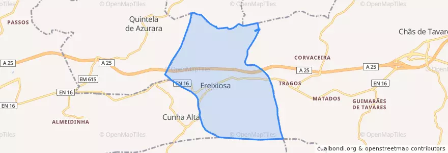 Mapa de ubicacion de Freixiosa.