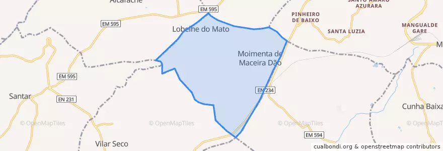 Mapa de ubicacion de Moimenta de Maceira Dão e Lobelhe do Mato.