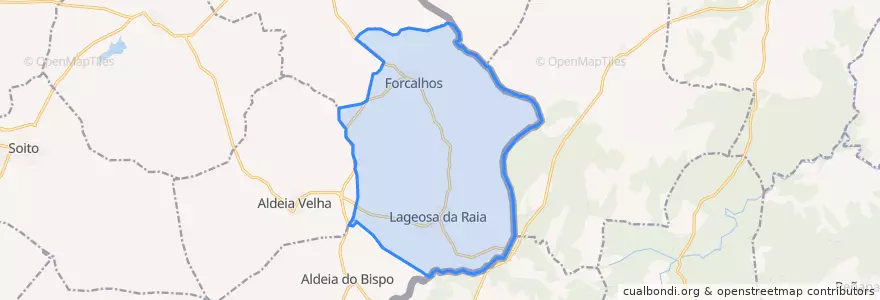Mapa de ubicacion de Lajeosa da Raia e Forcalhos.