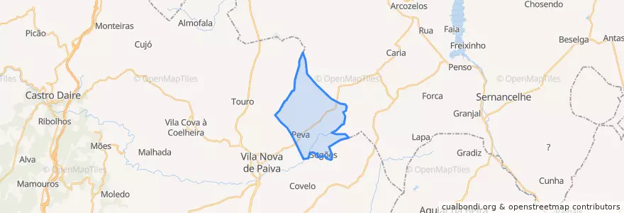 Mapa de ubicacion de Peva e Segões.