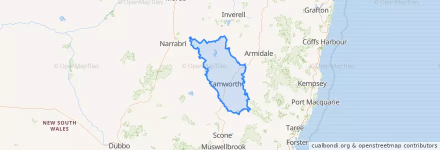 Mapa de ubicacion de Tamworth Regional Council.