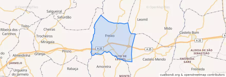 Mapa de ubicacion de Freixo.