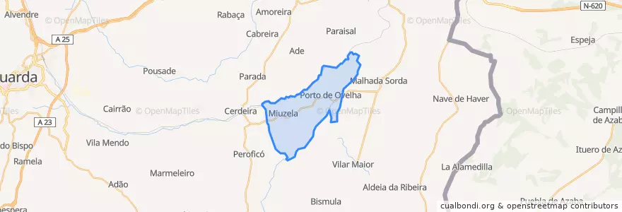 Mapa de ubicacion de Miuzela e Porto de Ovelha.