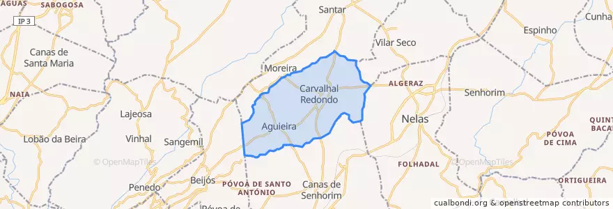 Mapa de ubicacion de Carvalhal Redondo e Aguieira.
