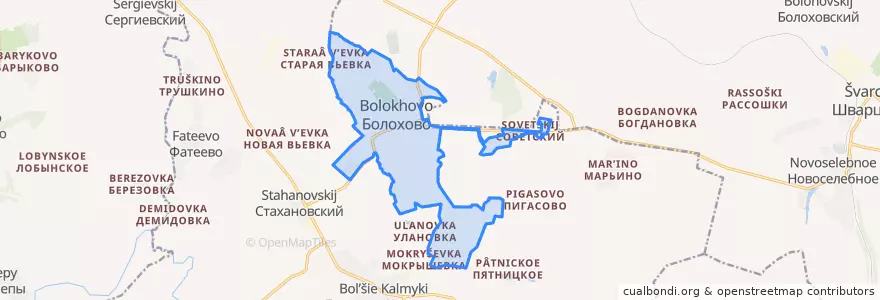 Mapa de ubicacion de городское поселение Болохово.