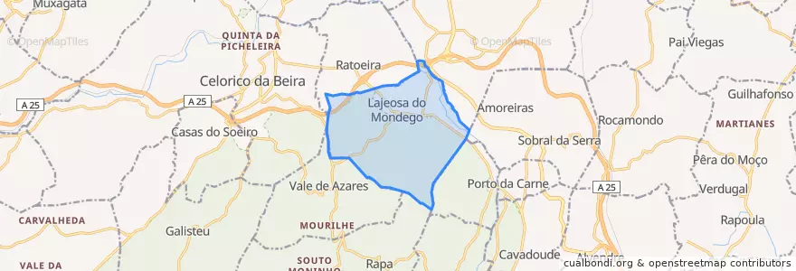 Mapa de ubicacion de Lajeosa do Mondego.