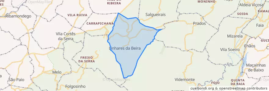 Mapa de ubicacion de Linhares da Beira.