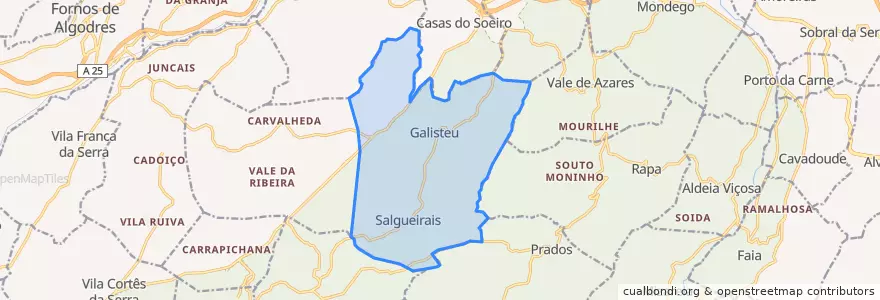 Mapa de ubicacion de U.F de Cortiçô da Serra, Vide entre Vinhas e Salgueiras.