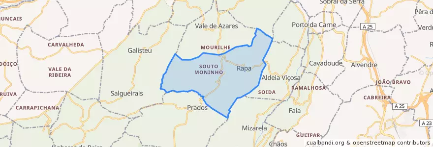 Mapa de ubicacion de U.F de Rapa e Cadafaz.