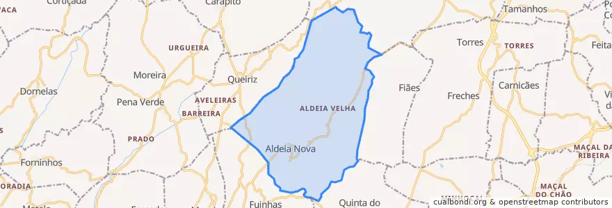Mapa de ubicacion de Aldeia Nova.