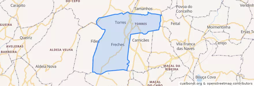 Mapa de ubicacion de Freches e Torres.