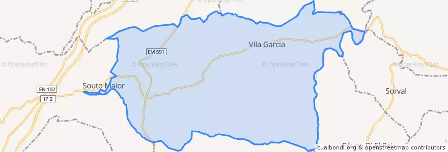 Mapa de ubicacion de Vale do Seixo e Vila Garcia.