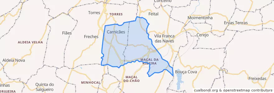 Mapa de ubicacion de U.F de Vilares e Carnicães.