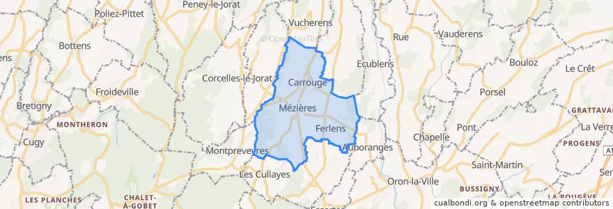 Mapa de ubicacion de Jorat-Mézières.