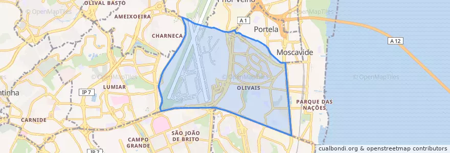 Mapa de ubicacion de Santa Maria de Olivais.