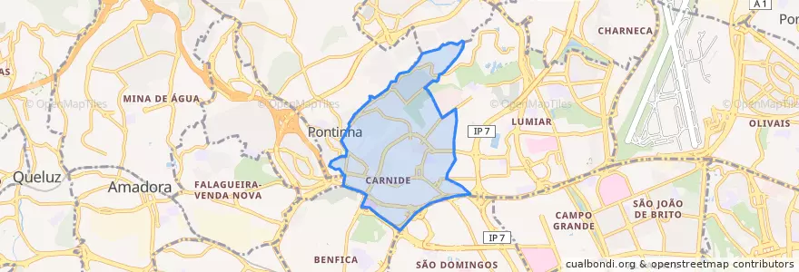 Mapa de ubicacion de Carnide.