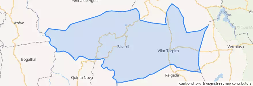 Mapa de ubicacion de Vilar Torpim e Colmeal.