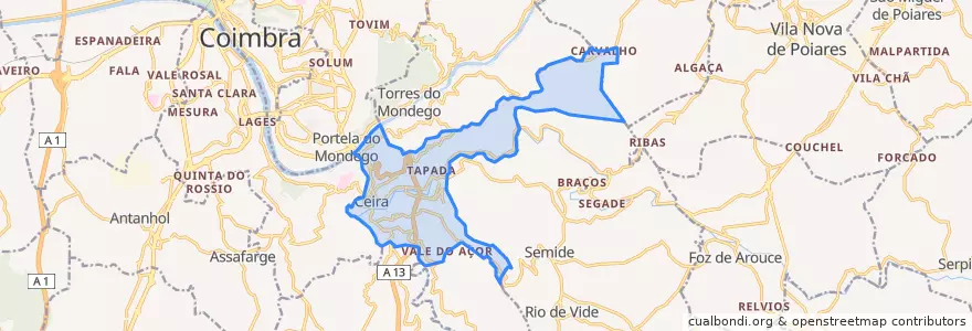 Mapa de ubicacion de Ceira.